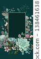 Elegant Botanical Floral Frame with Teal Background 138461638