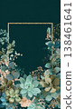 Glamorous Greenery Gold-framed Floral Decorative Digital Background 138461641