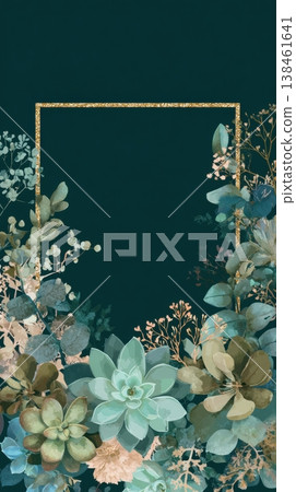 Glamorous Greenery Gold-framed Floral Decorative Digital Background Glamorous Greenery Gold-framed Floral Decorative Digital Background 138461641