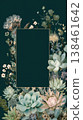 Greenery and Floral Frame with Dark Background 138461642