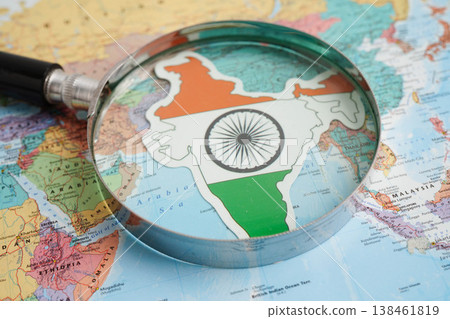 Bangkok, Thailand December 10, 2023 India map in world map paper. Bangkok, Thailand December 10, 2023 India map in world map paper. 138461819
