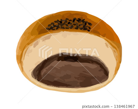 A sweet bean paste bun cut in half (cross-section) 138461967