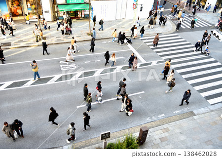 People walking in the Ginza pedestrian zone on the weekend. People walking in the Ginza pedestrian zone on the weekend. 138462028
