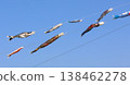 Carp streamers swimming in the blue sky; carp streamers, Tango no Sekku (Boys' Festival); black carp, red carp, baby carp 138462278