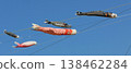Carp streamers swimming in the blue sky; carp streamers, Tango no Sekku (Boys' Festival); black carp, red carp, baby carp 138462284