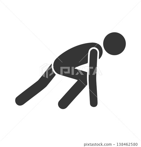 Crouching start silhouette icon Crouching start silhouette icon 138462580