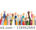 A show of hands from people around the world symbolizing peace and cooperation. 138462664