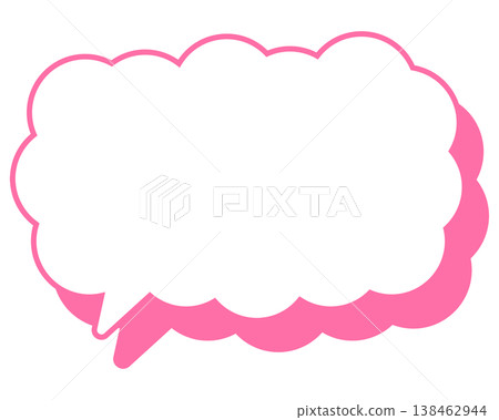 Simple colored line speech bubble, elongated cloud shape Simple colored line speech bubble, elongated cloud shape 138462944