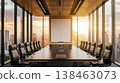 Modern conference room with empty poster and city view. 138463073