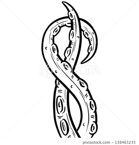 Graphic tentacle octopus suckers vector outline clipart illustration Graphic tentacle octopus suckers vector outline clipart illustration 138463235