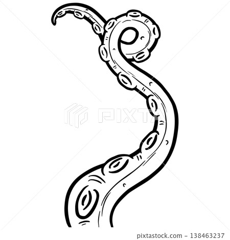 Graphic tentacle octopus suckers vector outline clipart illustration  138463237