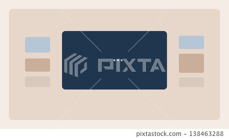 Oversized central card with side mini modules, premium geometric focus, and elegant abstract interface layout for contemporary UI background systems 138463288