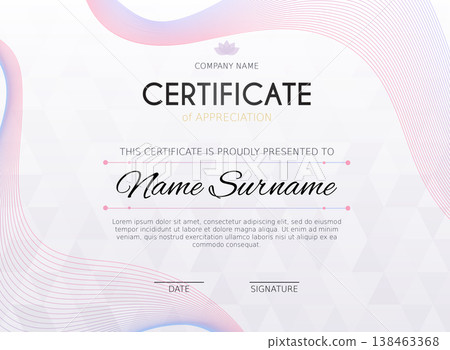 Certificate template with decoration element. Design diploma graduation, award. Vector illustration. Certificate template with decoration element. Design diploma graduation, award. Vector illustration. 138463368
