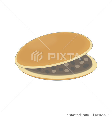 銅鑼燒（可見紅豆沙餡）日式甜點，可愛，簡約，透明剪貼畫。 138463808