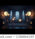 Fantasy Glowing Portal Room With Symmetrical Architecture And Magical Lighting 138464195