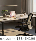 Minimal Workspace With Laptop Desk Chair And Soft Neutral Interior Design 138464199