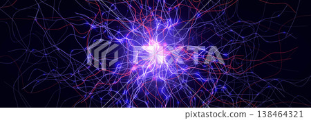 Neural Networking Science Technology Scientific Research. Biotech AI Big Data Learning. Hacker Attack Cyber Security Biohacking. Fertilisation BG. Cosmic Space Universe Big Bang. Vector Illustration 138464321