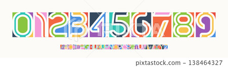 Color Numbers Letters Alphabet Font for Kid Birthday Years Logo, Corporate Anniversary Sign, Race Sport Team Jersey Numeric. Colorful Cutout Paper Typographic Design. Sports Num. Vector Illustration Color Numbers Letters Alphabet Font for Kid Birthday Years Logo, Corporate Anniversary Sign, Race Sport Team Jersey Numeric. Colorful Cutout Paper Typographic Design. Sports Num. Vector Illustration 138464327