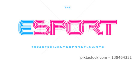 Esport Line Font Logo Alphabet Vector English Letters Set Modern Typography, Creative Typographic Design for Title Text, Typo Poster Headline, Type Symbol Logotype, Sans Serif Fonts. Vector Typeface Esport Line Font Logo Alphabet Vector English Letters Set Modern Typography, Creative Typographic Design for Title Text, Typo Poster Headline, Type Symbol Logotype, Sans Serif Fonts. Vector Typeface 138464331