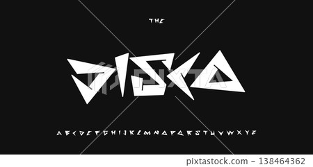 Disco hiphop font, urban graffiti alphabet, street art culture letters, techno music type for techno music, cyberpunk headline, nightlife logo, edgy typography, creative logos fonts. Vector typeface Disco hiphop font, urban graffiti alphabet, street art culture letters, techno music type for techno music, cyberpunk headline, nightlife logo, edgy typography, creative logos fonts. Vector typeface 138464362