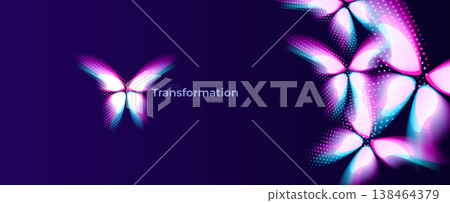 Butterfly Icon Logo Digital Transform Concept, AI Science Tech Transformation Background, Machine Learning Symbol, Abstract Insect Robot Technology, Halftone Effect. Vector Illustration Butterfly Icon Logo Digital Transform Concept, AI Science Tech Transformation Background, Machine Learning Symbol, Abstract Insect Robot Technology, Halftone Effect. Vector Illustration 138464379