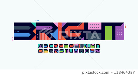Sport Color Geometric Shape Font Logo Alphabet Letter Set Typography, Bright Colorful Creative Typographic Design, Urban Innovate Title Text Headline Logotype. Block Cutout Fonts. Vector Typeface Sport Color Geometric Shape Font Logo Alphabet Letter Set Typography, Bright Colorful Creative Typographic Design, Urban Innovate Title Text Headline Logotype. Block Cutout Fonts. Vector Typeface 138464387