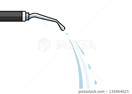 Cartoon nozzle of a dental irrigator spraying water simply Cartoon nozzle of a dental irrigator spraying water simply 138464625