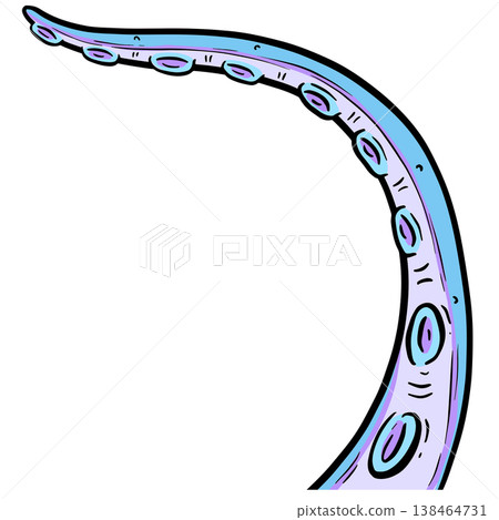Blue tentacle octopus suckers vector outline clipart illustration Blue tentacle octopus suckers vector outline clipart illustration 138464731