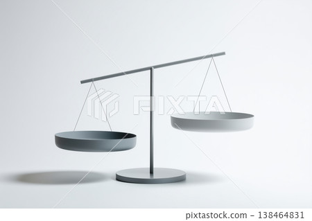Scales of justice represent balance, equilibrium, and fairness in a minimalist, clean design against a bright background. Scales of justice represent balance, equilibrium, and fairness in a minimalist, clean design against a bright background. 138464831