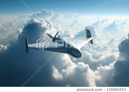 Shahed-136 UAV in Sky with Cloud Background Shahed-136 UAV in Sky with Cloud Background 138465053