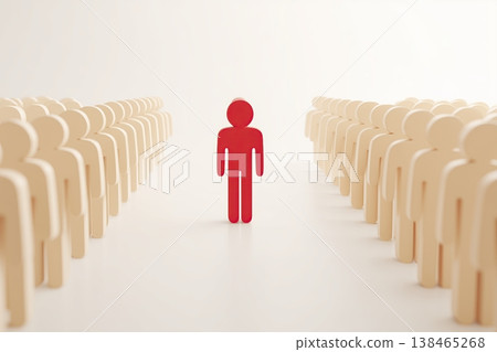 Person stands out from the crowd of other people, symbolizing leadership, individuality, and being unique among peers. Person stands out from the crowd of other people, symbolizing leadership, individuality, and being unique among peers. 138465268