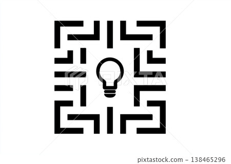 Lightbulb at the center of a maze represents creative problem solving and innovative solutions in a difficult situation. Lightbulb at the center of a maze represents creative problem solving and innovative solutions in a difficult situation. 138465296