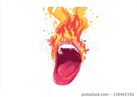 Fiery scream bursts forth with blazing intensity, a vibrant visual metaphor for passionate expression. 138465330