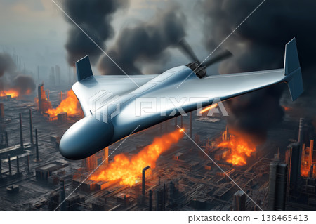 Shahed-136 UAV Over City Under Attack 138465413