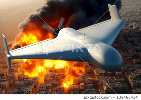Shahed 136 UAV Engaging in Urban Combat Shahed 136 UAV Engaging in Urban Combat 138465414