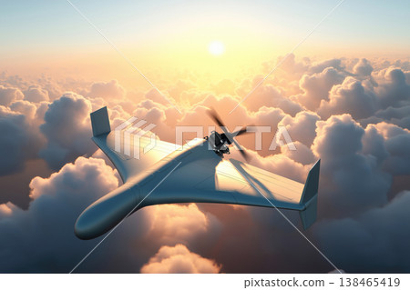 Long-Endurance Shahed Drone Over Golden Clouds Long-Endurance Shahed Drone Over Golden Clouds 138465419