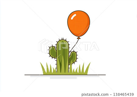 Hidden Dangers: Balloon Nearing a Spiky Cactus Hidden Dangers: Balloon Nearing a Spiky Cactus 138465439