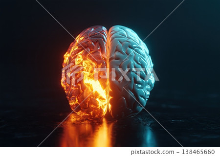 Glowing brain illustration showcases mental health, artificial intelligence, and neuroscience concepts Glowing brain illustration showcases mental health, artificial intelligence, and neuroscience concepts 138465660