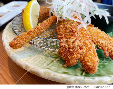 Saury cutlet, fried saury set meal Saury cutlet, fried saury set meal 138465866