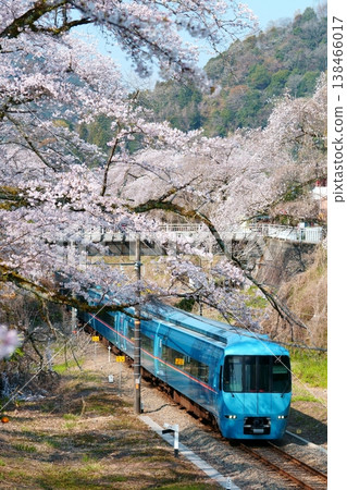 【山北的櫻花樹】特快列車富士山號抵達山北站 【山北的櫻花樹】特快列車富士山號抵達山北站 138466017