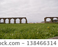 Part of a ruined ancient aqueduct in Portugal. Concept of historical values, architecture, and tourism. 138466314