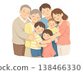 Grandfather holding a baby and his family 138466330