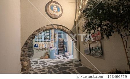 Night view of the narrow street with souvenir shops in the old town Night view of the narrow street with souvenir shops in the old town 138466759