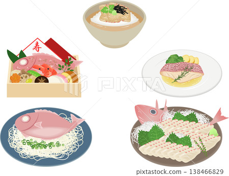 Sea bream dish set Sea bream dish set 138466829