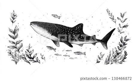 Whale shark swimming with small fish 138466872