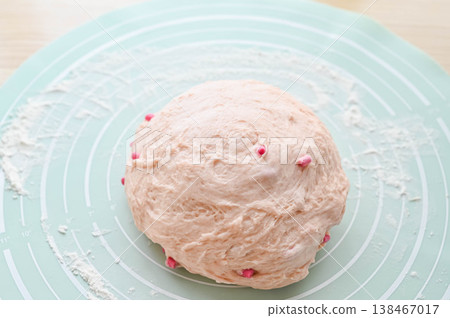 Bread dough kneaded with granular strawberry jam Bread dough kneaded with granular strawberry jam 138467017
