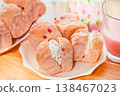 Strawberry bread with whipped cream filling 138467023