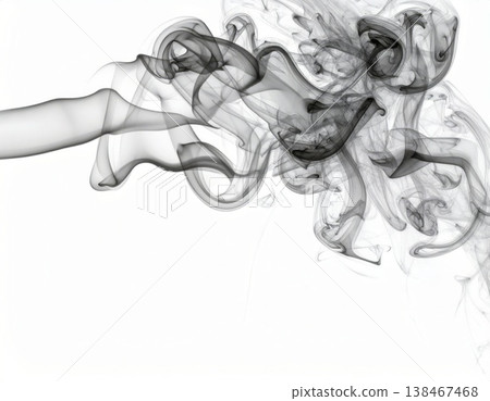Black smoke over white background, magic relaxing atmosphere 138467468