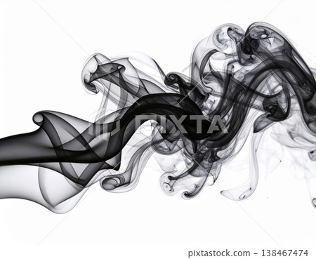 Black smoke over white background, magic relaxing atmosphere 138467474