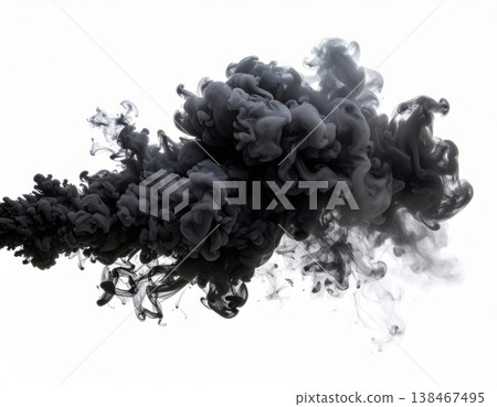 Black smoke over white background, magic relaxing atmosphere Black smoke over white background, magic relaxing atmosphere 138467495